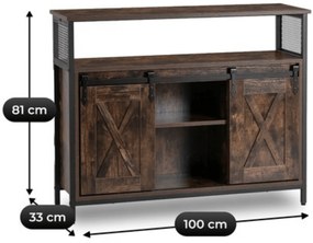 Komoda ARLO 100 cm z Półkami Dąb Rustykalny/Czarny Industrialna