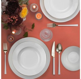 18‑częściowy zestaw obiadowy, biały/srebrny, porcelana