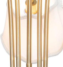 Klasyczna lampa wisząca mosiądz z białym kloszem 5-światłowa - Nona