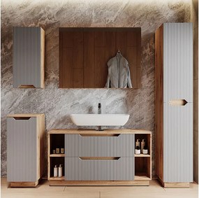 Zestaw mebli łazienkowych dąb/szary w paski 119.2x35x62.5 lotta