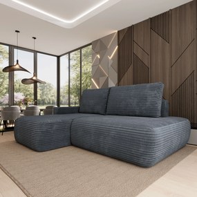 Masseno Narożnik AVINI z funkcją spania i pojemnikiem na pościel Narozniki L, Rozkładana sofa - Grafitowy, TILIA 90
