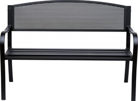 Outsunny Ławka Ogrodowa Parkowa 2-osobowa Stalowa Elegancka Czarna 127x60x87cm | Aosom PL