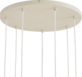 Lampa wisząca w stylu Art Deco beżowa z białym szkłem 7-źródłowa - Sandra