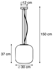 Designerska lampa wisząca czarna z przydymionym szkłem - Bliss Retro Oswietlenie wewnetrzne