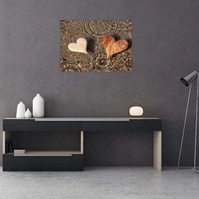 Obraz - Drewniane serca (70x50 cm)