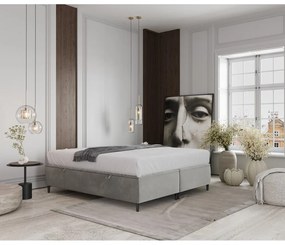 Jasnoszare tapicerowane łóżko dwuosobowe ze schowkiem 180x200 cm Tate – Maison de Rêve