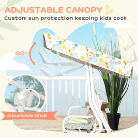 AIYAPLAY Huśtawka ogrodowa dla dzieci, rama stalowa, 2-osobowa, 60 kg nośności, Biała