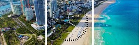 Obraz- Miami, Floryda (z zegarem) (90x30 cm)