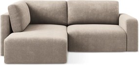 Beżowy rozkładany narożnik ze schowkiem z tkaniny szenilowej (lewostronny/w kształcie litery L) Kona – Makamii