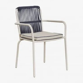 Zestaw 2 Sztaplowanych Krzeseł Ogrodowych Z Podłokietnikami Z Aluminium Alberta Dark Blue - Sklum