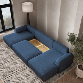 Masseno Narożnik SAVONA z funkcją spania i pojemnikiem na pościel Narozniki U, Rozkładana sofa - Niebieski, POSO 05
