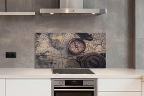 Szklany Panel Kompas na Starym Pergaminie