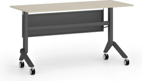 Mobilny stół PRIMO MOVE, 140x60 cm, czarna podstawa, brzoza