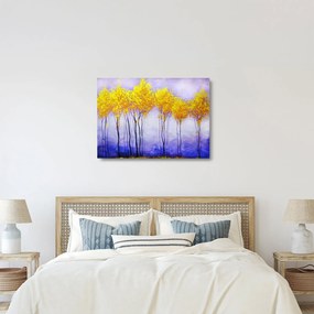 Obraz na szkle żółtych drzew (70x50 cm)