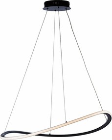 Raky - lampa wisząca LED CCT z metalu i czarnego aluminium, regulowane kable, pilot, zmiana barwy światła, nowoczesny design, Ø70 cm