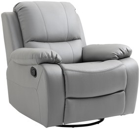 HOMCOM Fotel relaksacyjny obrotowy z funkcją kołysania i odchylania z podnóżkiem szary | Aosom PL