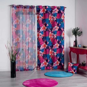 Firana na przelotkach w kwiaty 140 x 240 cm, FUN FLOWERS