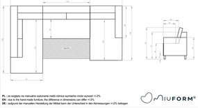 Jasnoszara aksamitna rozkładana sofa w kształcie litery "U" Miuform Stylish Stan, lewostronna