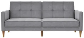 Jasnoszara aksamitna rozkładana sofa 207 cm Lilly – Støraa