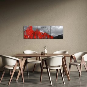 Obraz - Drzewa w kolorze jesieni (z zegarem) (90x30 cm)