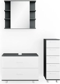 Zestaw mebli łazienkowych biały/antracyt 80x33x60 ilias