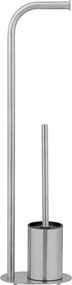 Stojak na papier toaletowy ze szczotką ze stali nierdzewnej w kolorze matowego srebra Levante – Wenko
