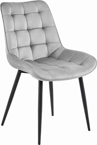 Jasnoszare krzesło do kuchni BERA aksamitne z czarnymi nogami