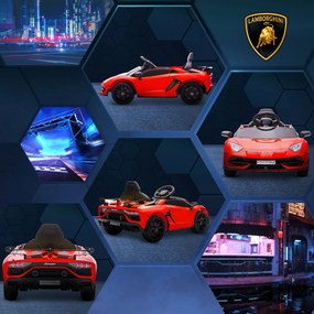 HOMCOM Elektryczny Samochód Dla Dzieci, Licencyjny Lamborghini Aventador, Drzwi Skrzydłowe, Muzyka, Klakson, Dla 3-5 Lat, czerwony