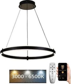 Brilagi-LED ściemnialny żyrandol na lince CIRCLE LED/85W/230V 3000-6500K czarny + pilot