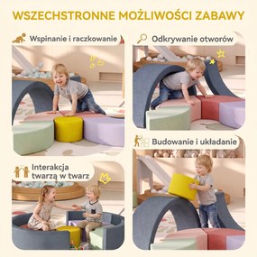 AIYAPLAY Zestaw 7 miękkich klocków piankowych dla maluchów — sztruksowy, odpinany pokrowiec, różne kształty, kolorowy