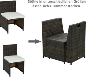 Outsunny Meble Ogrodowe Polirattanowe 5 Części Zestaw Brązowy Khaki Komfort i Styl 120x69x77.5 cm | Aosom PL