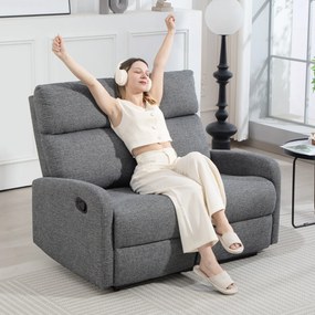HOMCOM 2-osobowa sofa z regulowanymi oparciami, podnóżek, materiałowa tapicerka, stal, Szary