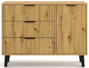Ryflowana komoda z 3 szufladami i szafką dąb artisan R3-T24