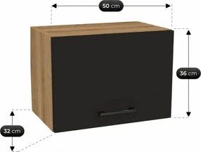 Zestaw Mebli Kuchennych MODERN 170 cm Czarny/Dąb Loftowy