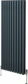 Grzejnik kolumnowy owalny z zaworami – 1600 mm x 600 mm – antracytowo-szary