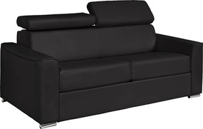 Kanapa 3-osobowa rozkładana typu express z czarnej skóry bawolej - pow. spania 140 cm - Materac 22 cm z pamięcią kształtu - VIZIR