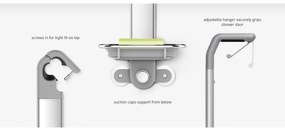 Simplehuman Regulowany uchwyt na drzwi prysznicowe z półkami