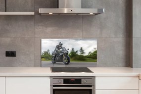 Szklany Panel Motocykl na Drodze pod Chmurami