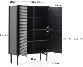 Czarna szafka w dekorze dębu 104,5x144x40 cm Lenon – Kave Home