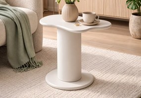 Stolik kawowy Asha biały nowoczesny do salonu MDF PVC 60x37 cm ława kawowa biała
