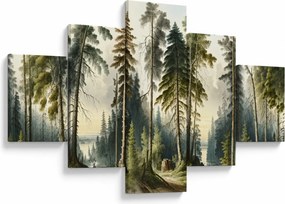 Obraz - Krajobraz lasów w stylu vintage (125x70 cm)