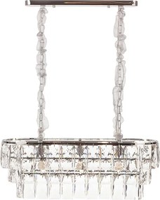 Nowoczesny żyrandol kryształowy do salonu, srebrny – Owalny 80 cm – San Francisco