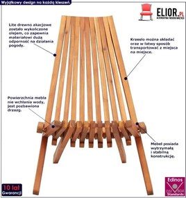 Drewniane krzesło ogrodowe Nolim 2X - brązowe