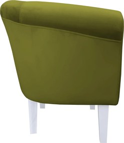 Fotel Milo tkanina Welur wygodny fotel tapicerowany do salonu i sypialni : Kolor nogi - Biała, Kolor tkaniny - VELVET - BL75, Wysokość nogi - 20 cm