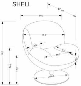 SHELL Fotel wypoczynkowy Kremowy Tkanina futerkowa LAPIT Funkcja obracania