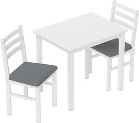 HOMCOM Zestaw 3-w-1 stół jadalniany z 2 fotelami, stół kuchenny do kompaktowych przestrzeni, tapicerowane fotele, oszczędzające miejsce, MDF, biały