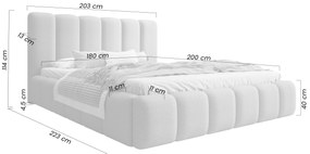 Łóżko tapicerowane Aura 180x200 z pojemnikiem - beżowa bukla Quelle 05