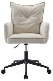 Krzesło biurowe - Sztruks - Kremowy i czarny - Regulowana wysokość - BATARU Pascala Morabito