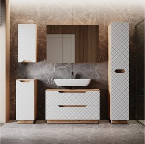 Zestaw mebli łazienkowych dąb/biały ze strukturą płytek 99.4x32x62.5 lotta