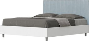 Łóżko bez stelaża 160x200 konstrukcja Frassino biała zagłówek microfibra Błękitny Kaia